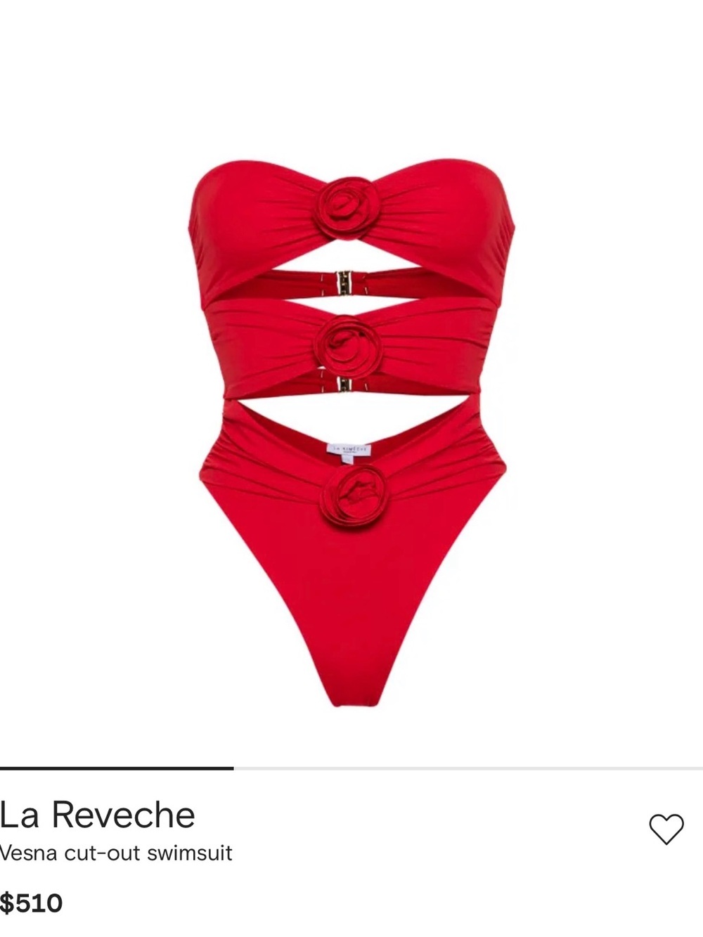 La Reveche Vesna Strapless Cutout One-Piece Swimsuit in Red